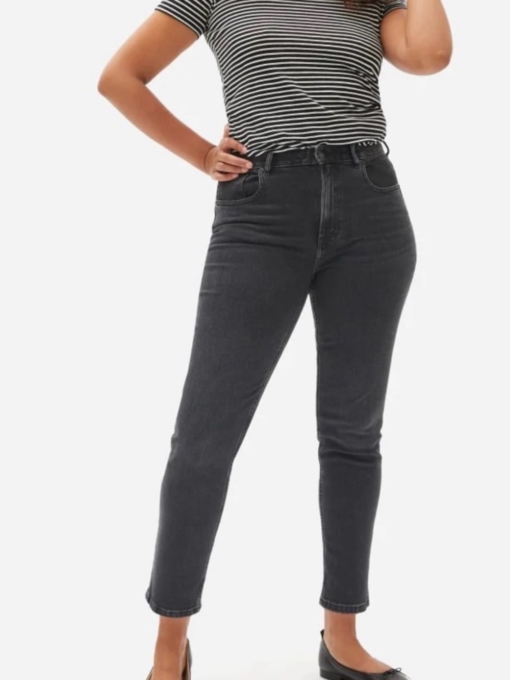 Everlane The Curvy Cheeky Jeans Size 30 Black Straight Ankle Stretch